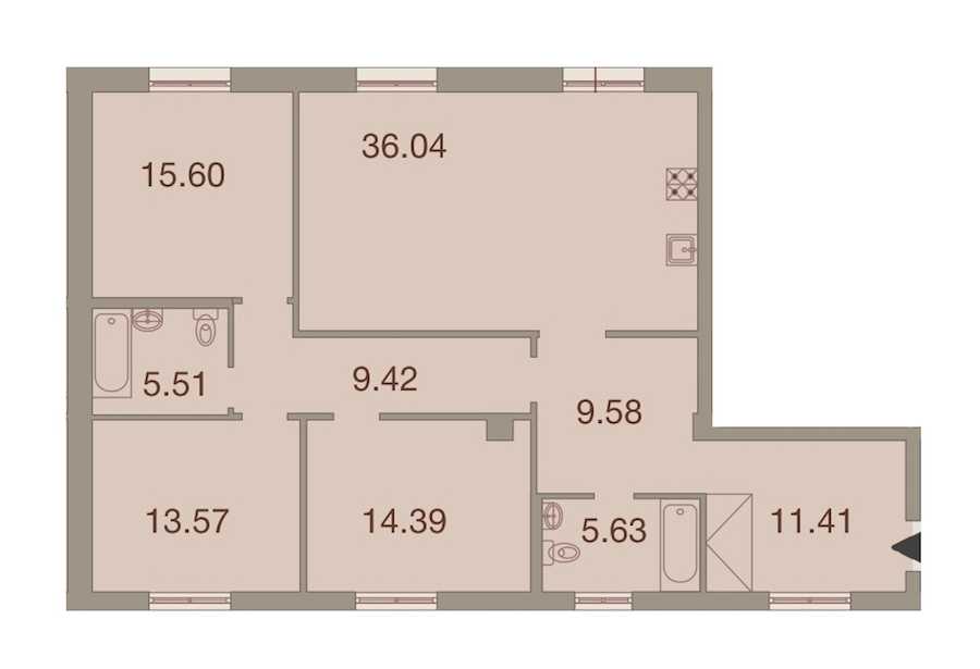 Трехкомнатная квартира в : площадь 121.15 м2 , этаж: 2 – купить в Санкт-Петербурге